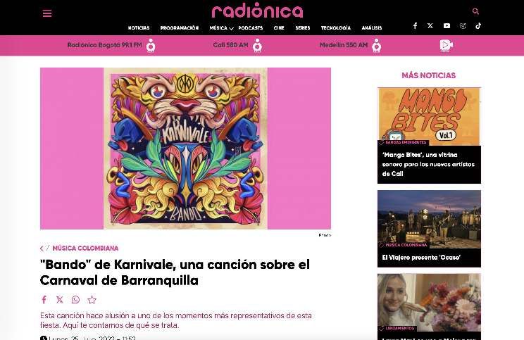“Bando” de Karnivale, una canción sobre el Carnaval de Barranquilla